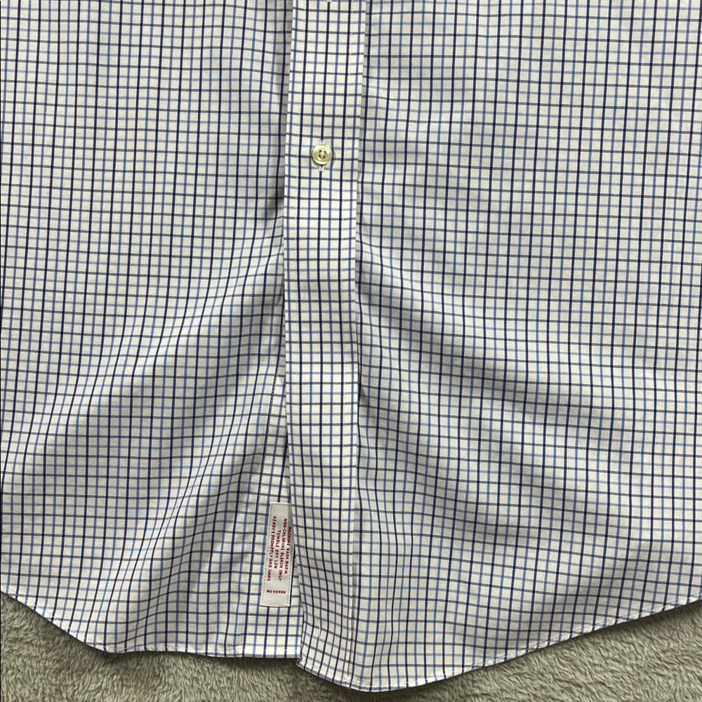 Brooks Brothers Men’s Shirt Size 17.5 -35 Blue & White Checkered Button Collar - Picture 2 of 7
